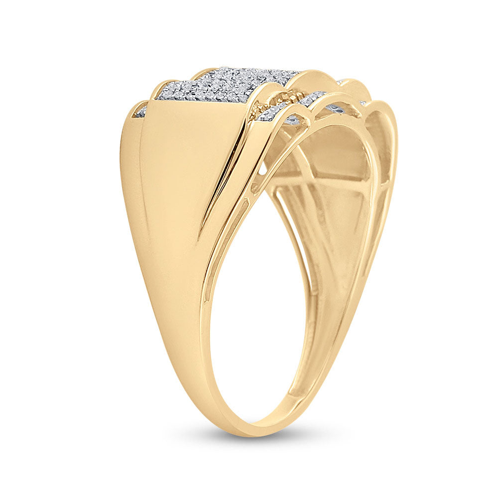 10kt Yellow Gold Mens Round Diamond Fashion Ring 1/3 Cttw