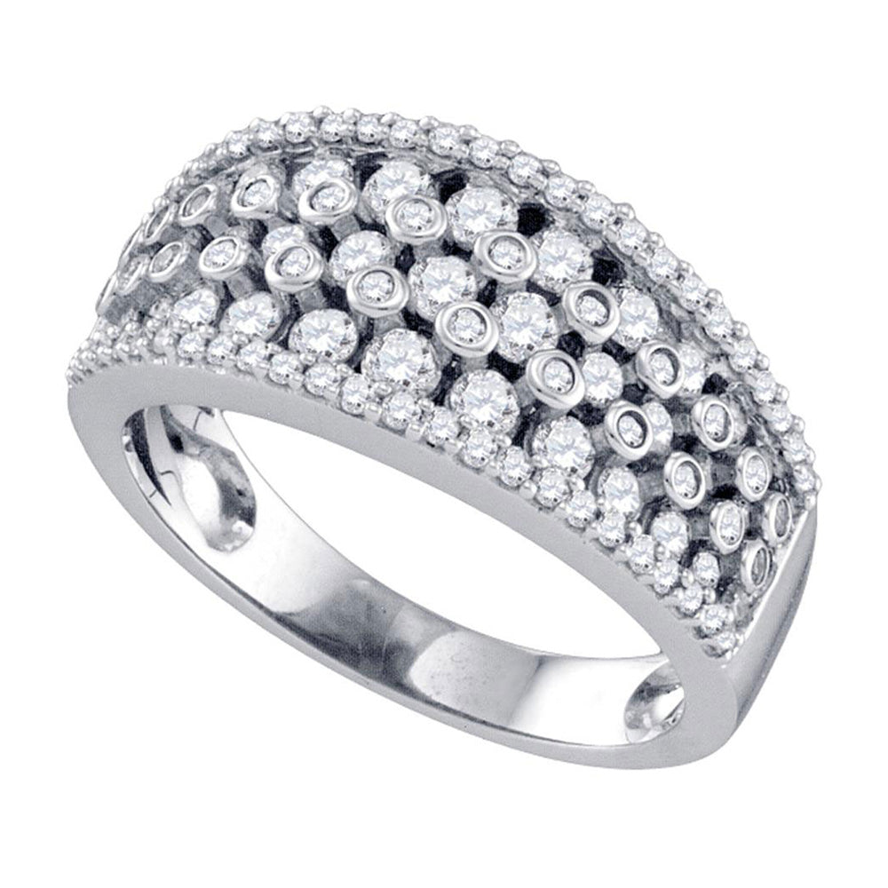 10kt White Gold Womens Round Diamond Band Ring 1 Cttw