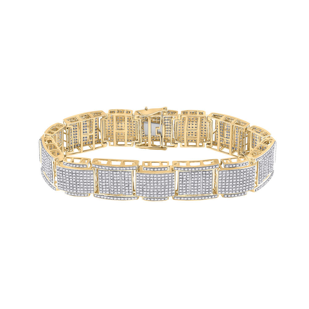 10kt Yellow Gold Mens Round Diamond Link Bracelet 4-1/2 Cttw