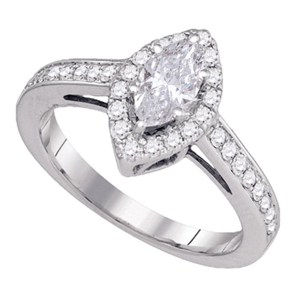 14kt White Gold Marquise Diamond Solitaire Bridal Wedding Engagement Ring 1 Cttw