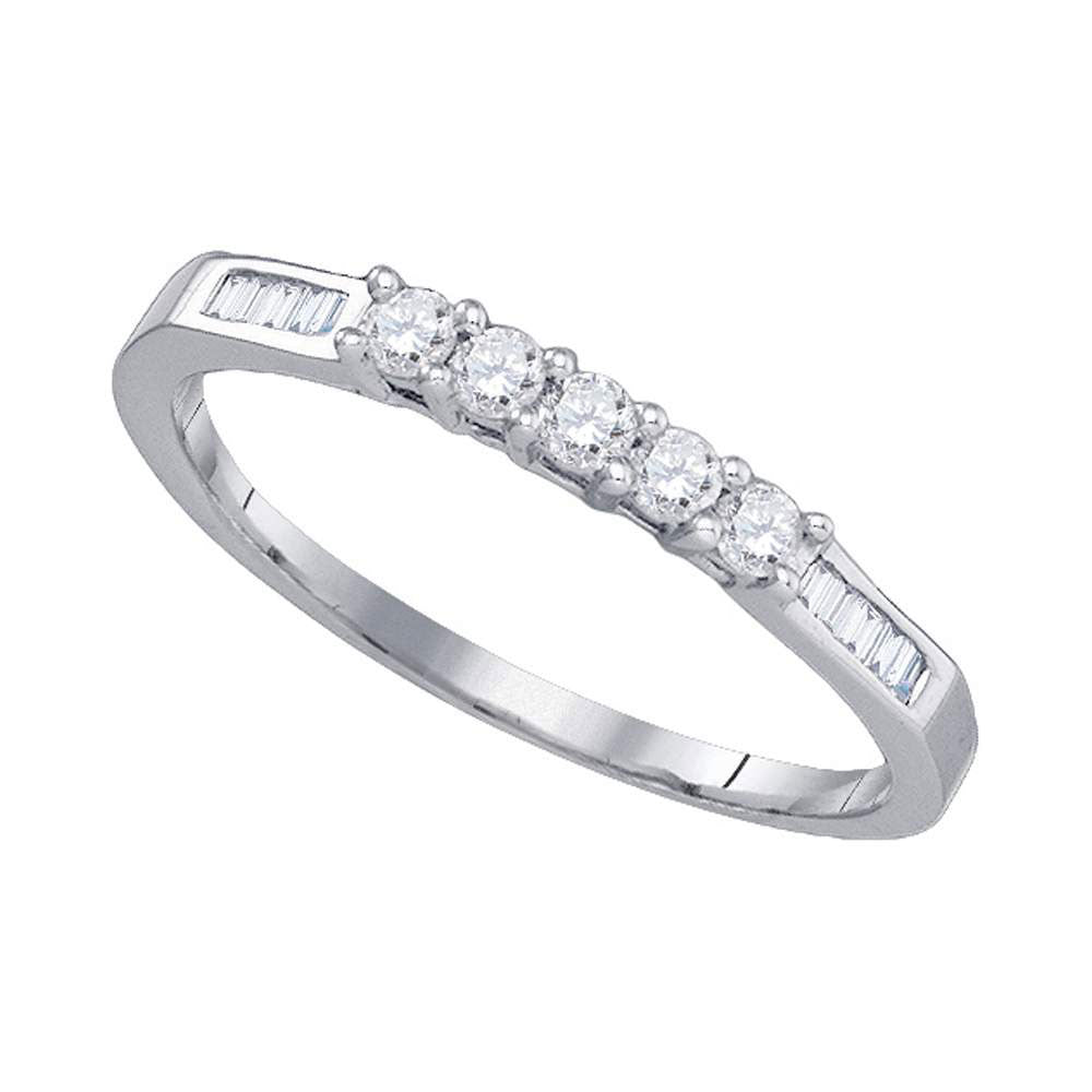 10kt White Gold Womens Round Diamond 5-stone Wedding Band 1/3 Cttw