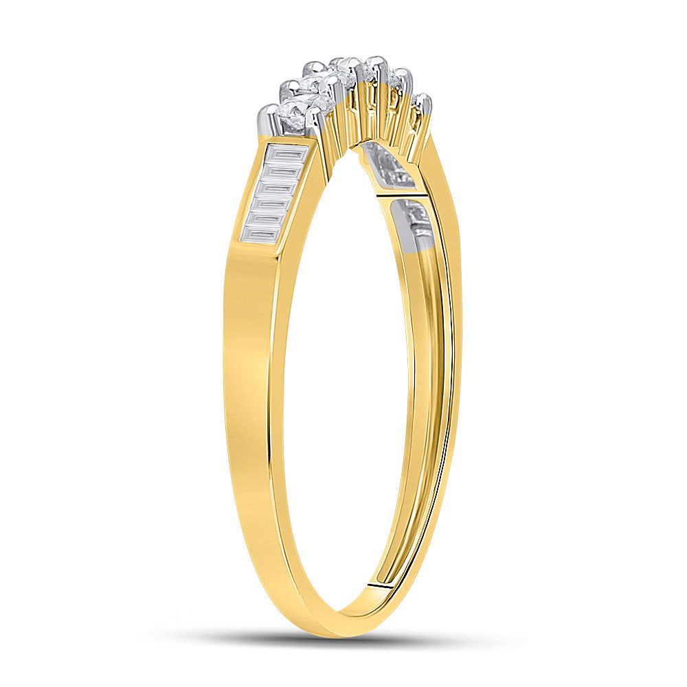 10kt Yellow Gold Womens Round Diamond Wedding 5-Stone Anniversary Band 1/3 Cttw