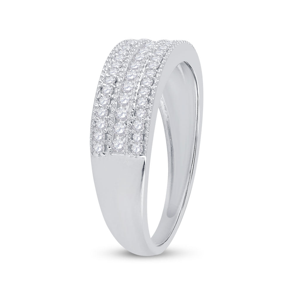 10kt White Gold Womens Round Diamond Band Ring 1/3 Cttw