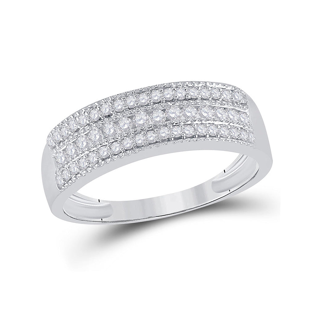 10kt White Gold Womens Round Diamond Band Ring 1/3 Cttw