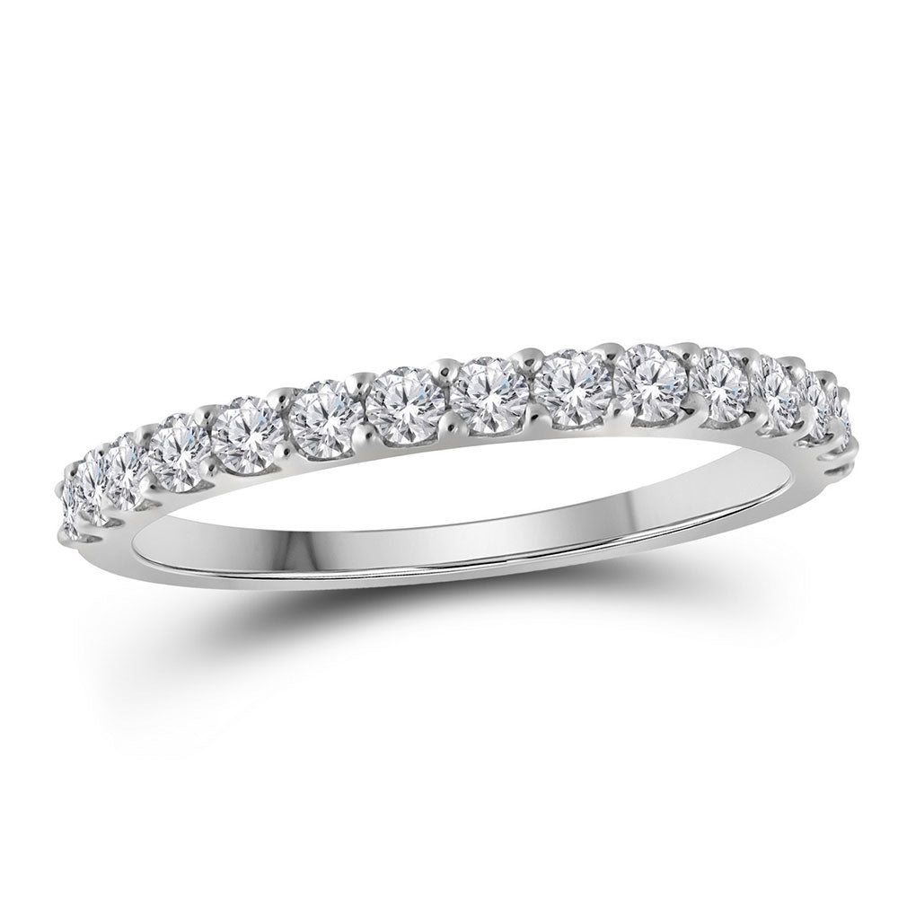 10kt White Gold Womens Round Diamond Wedding Single Row Band 1/2 Cttw