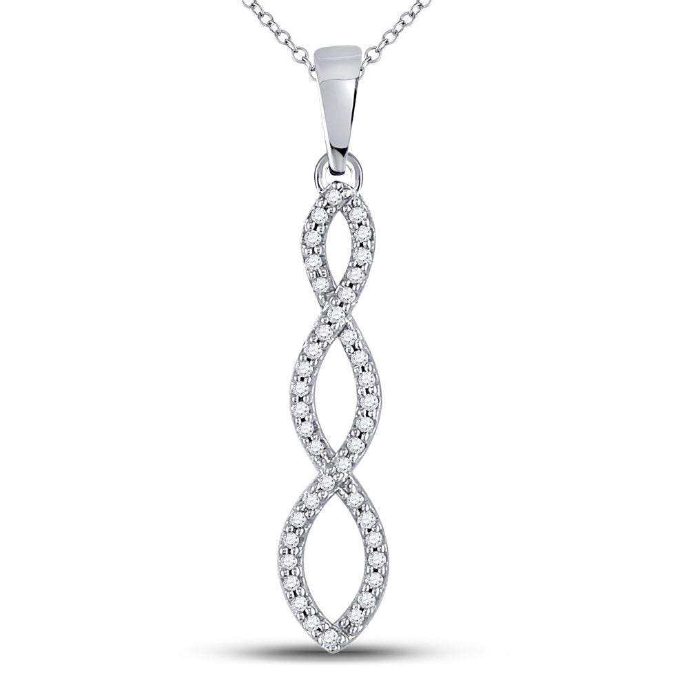 10kt White Gold Womens Round Diamond Twist Fashion Pendant 1/8 Cttw