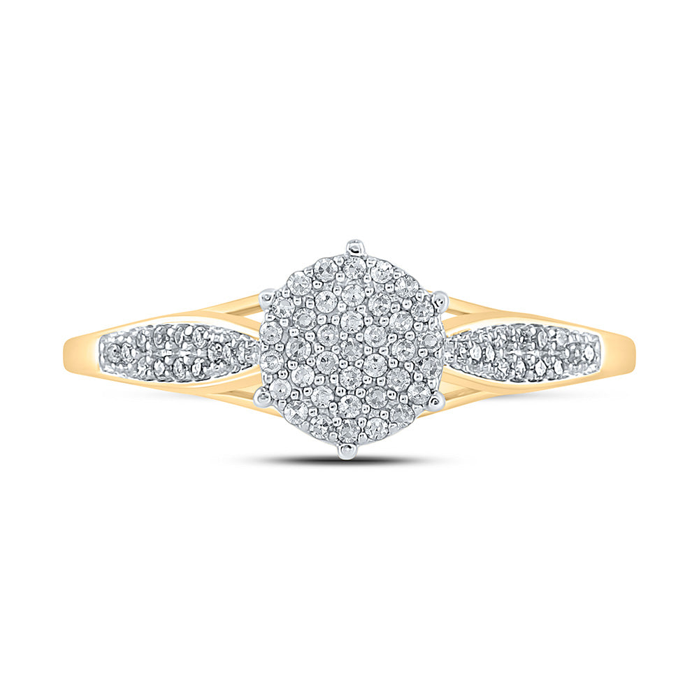 10kt Yellow Gold Womens Round Diamond Cluster Ring 1/5 Cttw