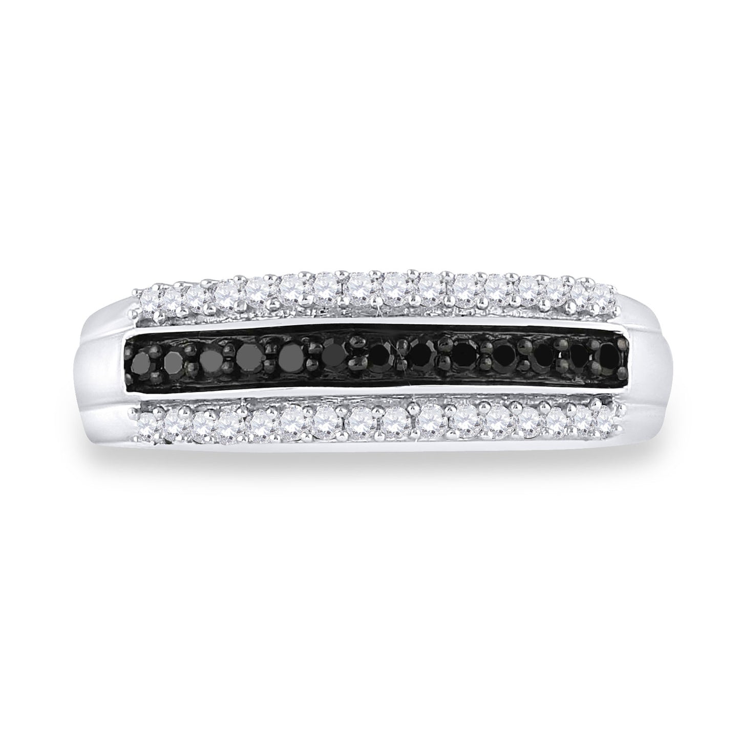 Sterling Silver Womens Round Black Color Enhanced Diamond Band Ring 1/4 Cttw