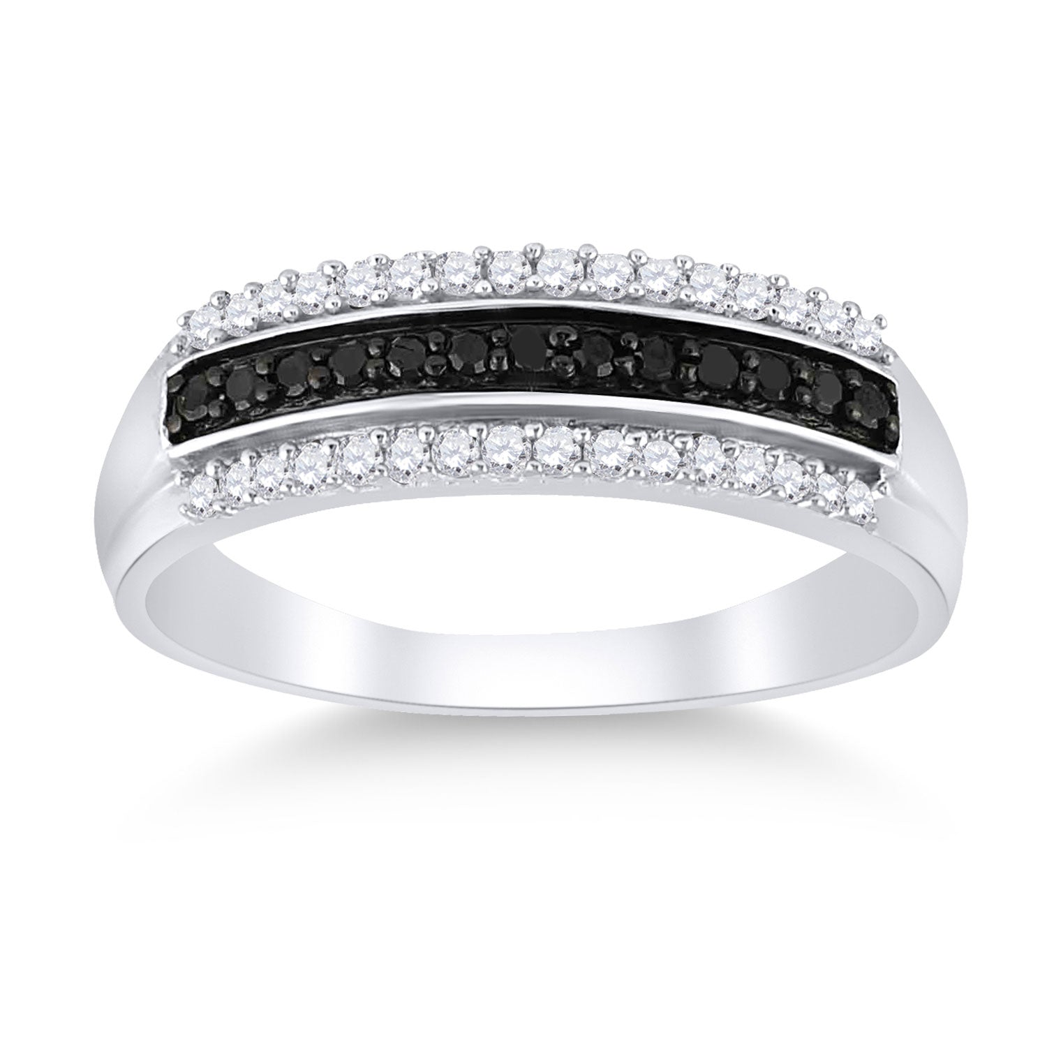 Sterling Silver Womens Round Black Color Enhanced Diamond Band Ring 1/4 Cttw