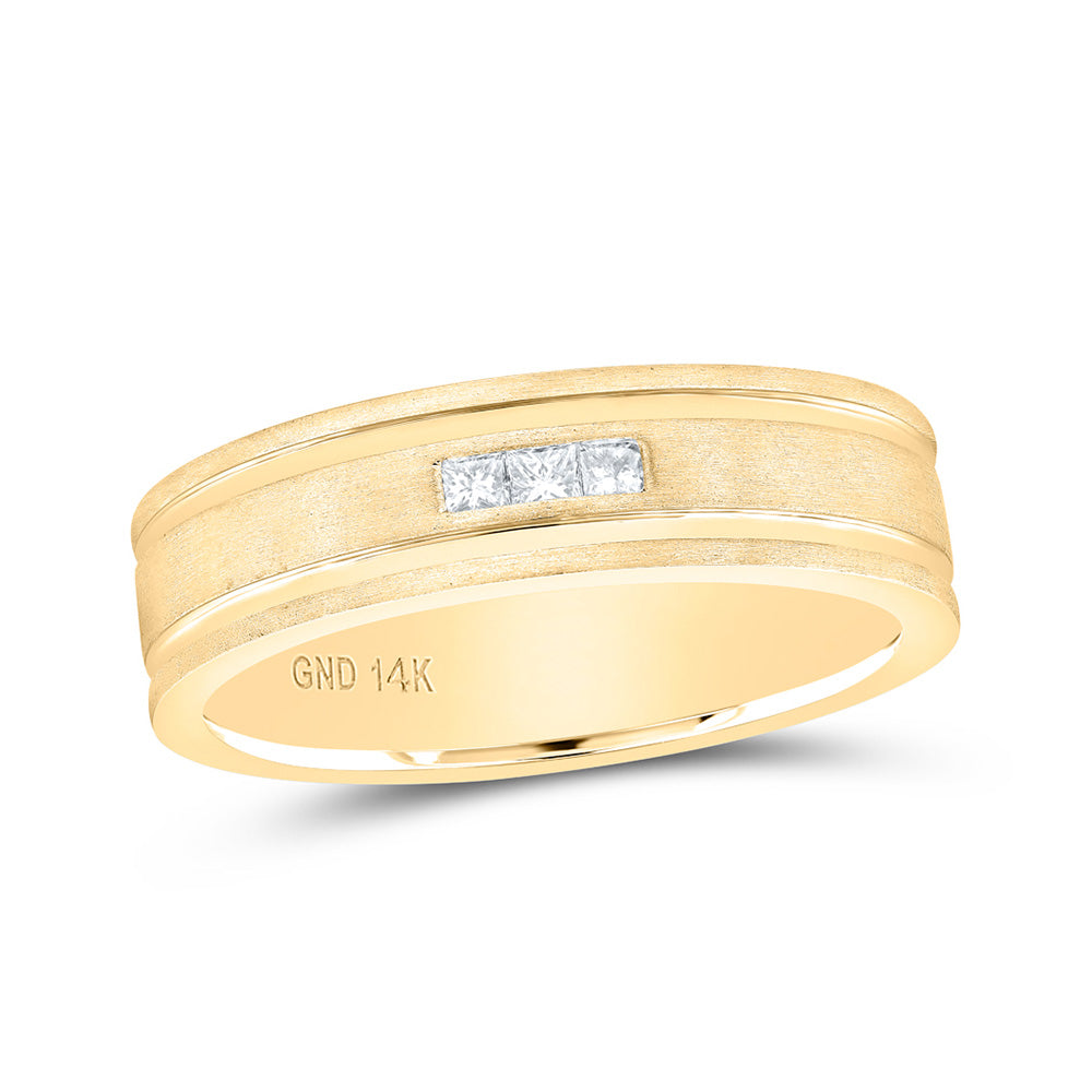 14kt Yellow Gold Mens Princess Diamond Wedding Band Ring 1/8 Cttw