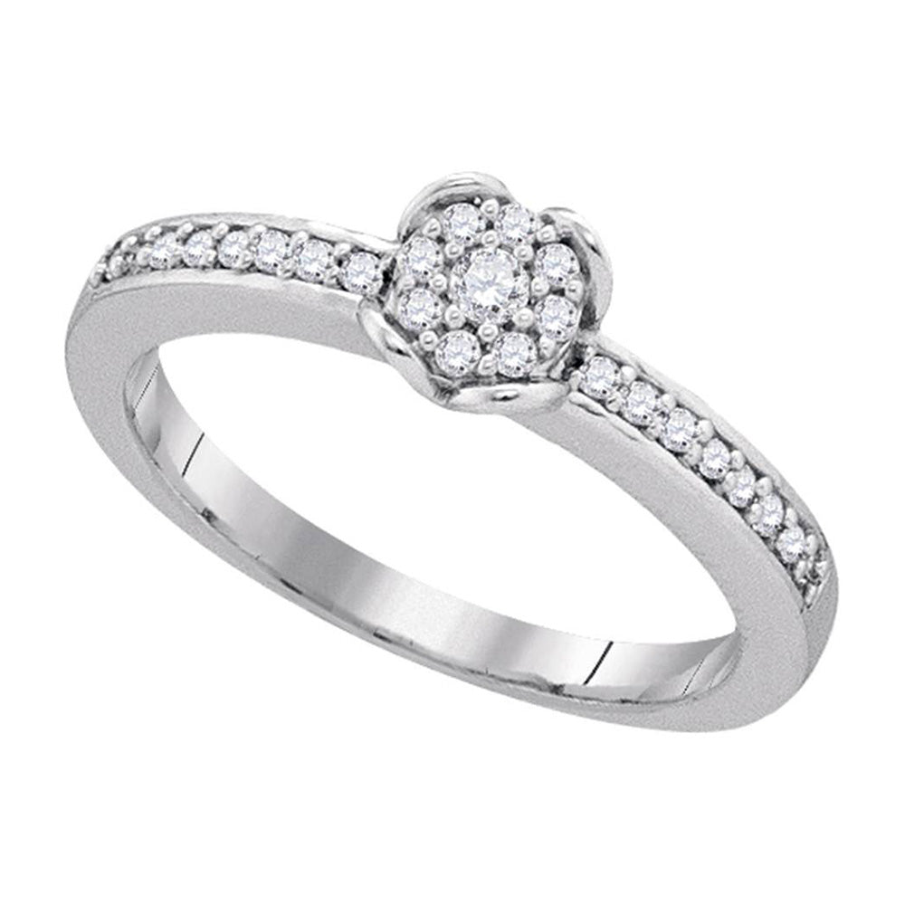 10kt White Gold Womens Round Diamond Cluster Ring 1/5 Cttw