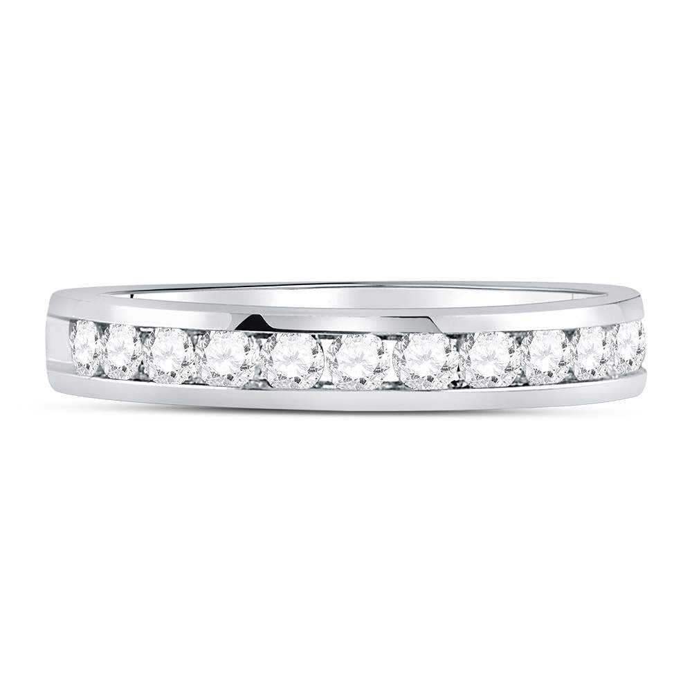 14kt White Gold Womens Machine-Set Round Diamond Wedding Band 1/2 Cttw