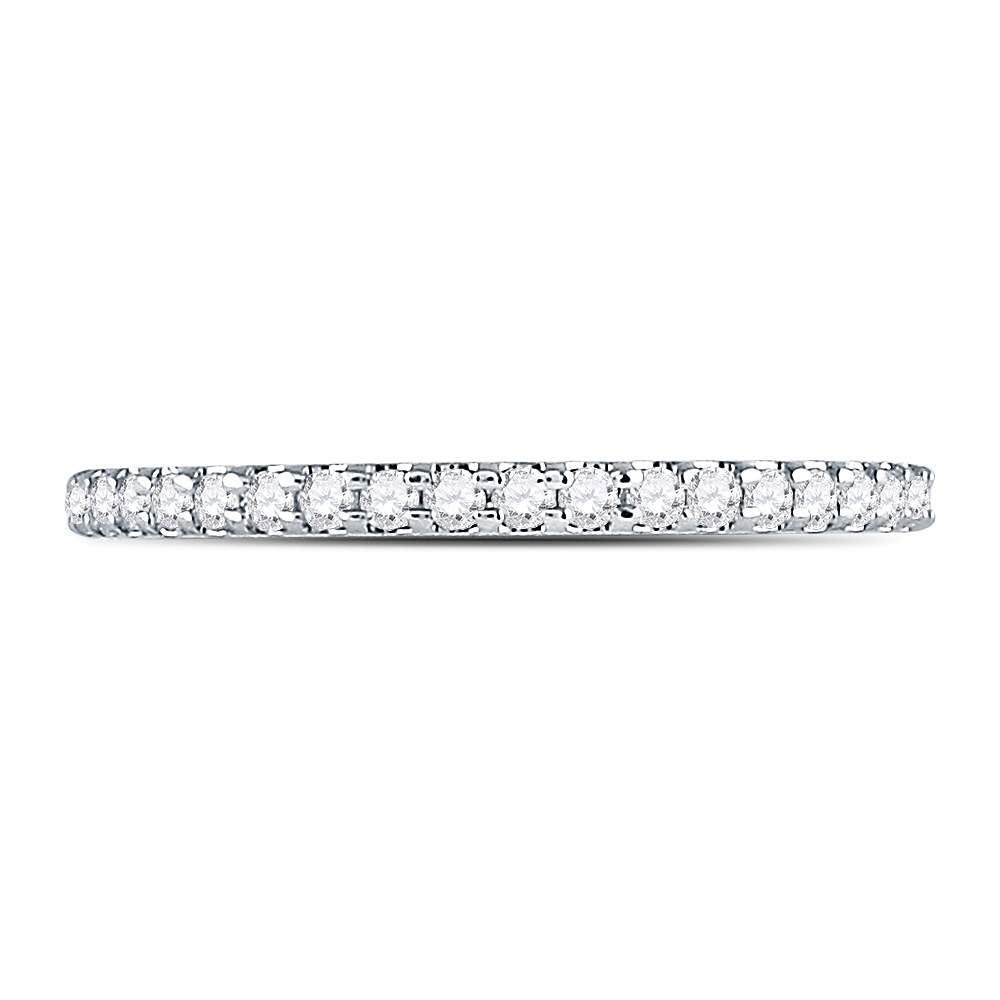 14kt White Gold Womens Round Diamond Eternity Wedding Band 1/2 Cttw