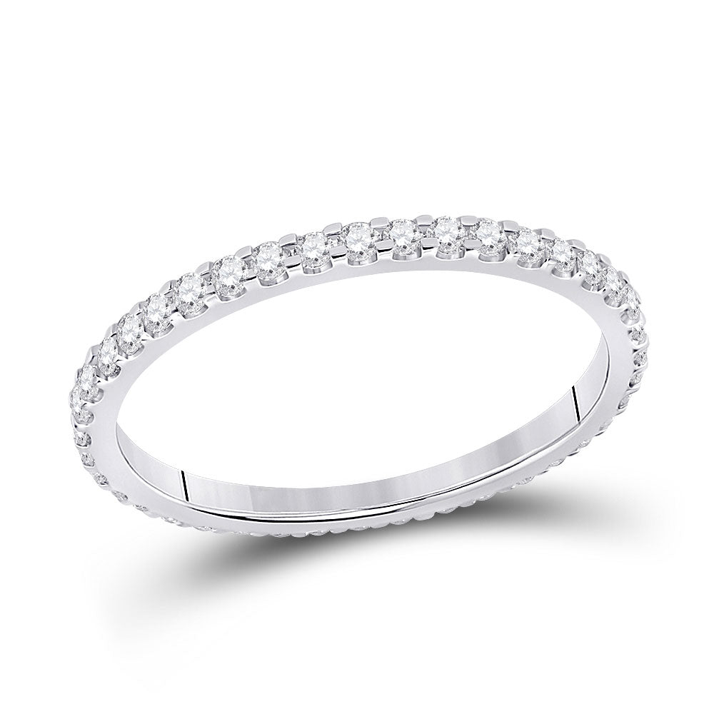 14kt White Gold Womens Round Diamond Eternity Wedding Band 1/2 Cttw