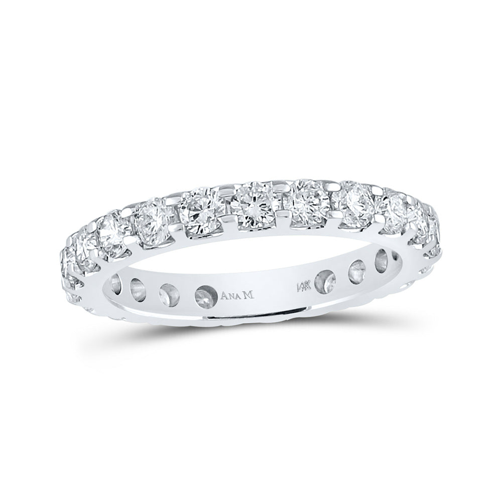 14kt White Gold Womens Machine-Set Round Diamond Wedding Band 2 Cttw