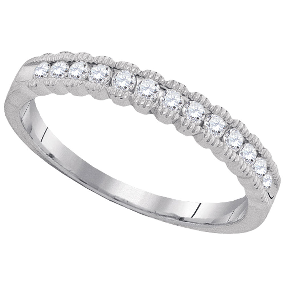 10kt White Gold Womens Round Diamond Single Row Band Ring 1/4 Cttw