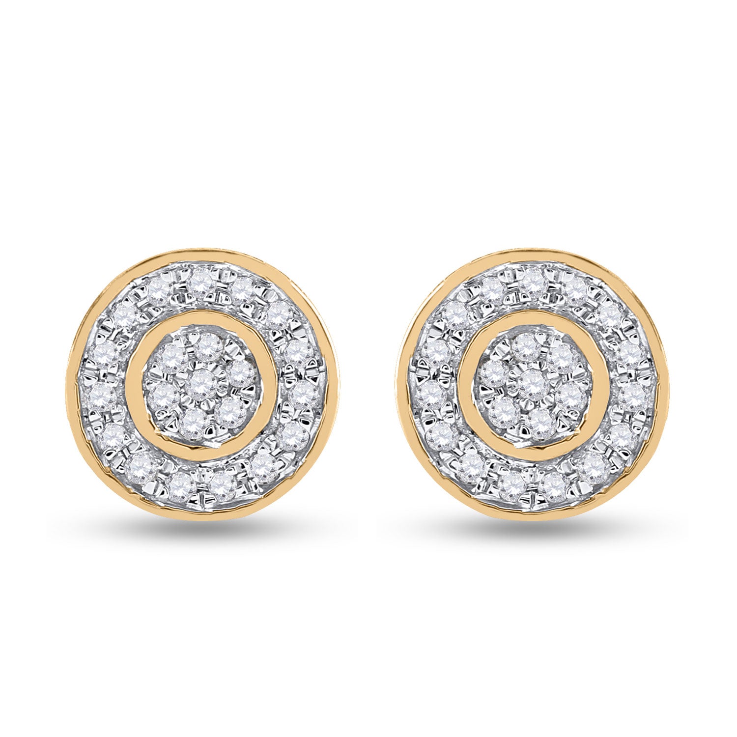 10kt Yellow Gold Womens Round Diamond Cluster Earrings 1/2 Cttw