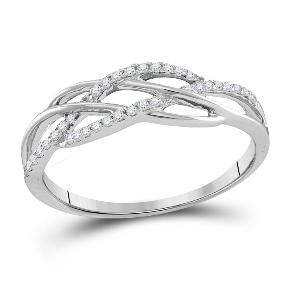 10kt White Gold Womens Round Diamond Band Ring 1/8 Cttw