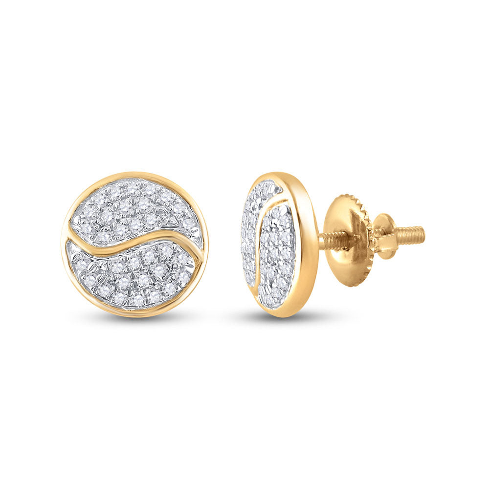 10kt Yellow Gold Womens Round Diamond Circle Earrings 1/4 Cttw