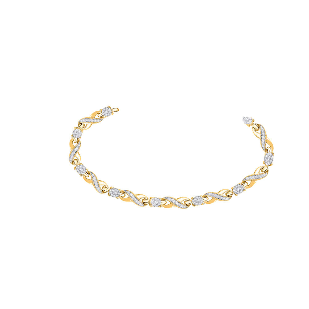 10kt Yellow Gold Womens Round Diamond Link Infinity Bracelet 1 Cttw