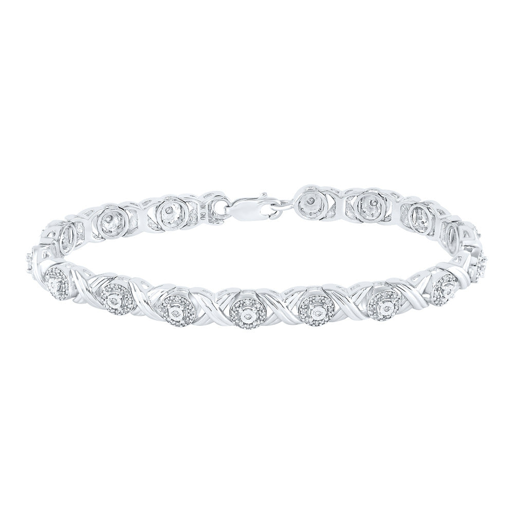 10kt White Gold Womens Round Diamond Fashion Bracelet 5/8 Cttw