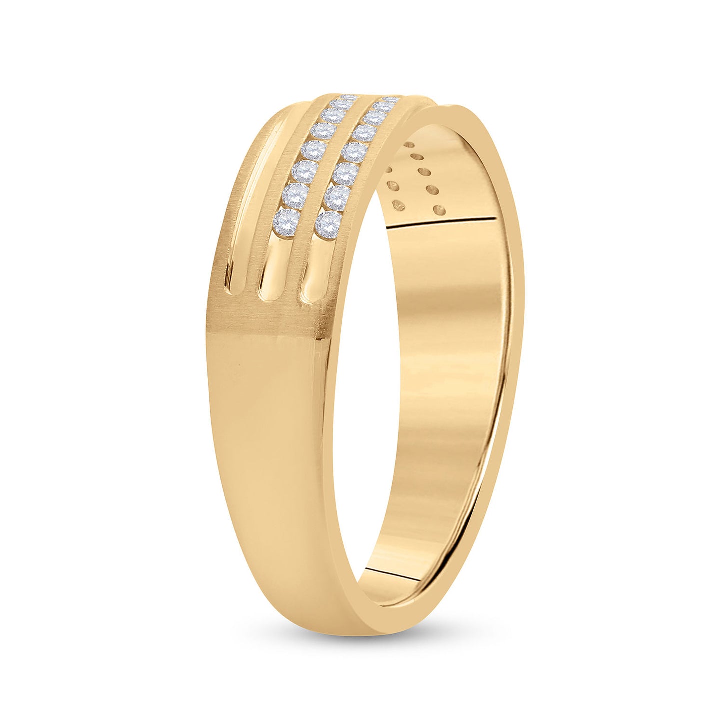 10kt Yellow Gold Mens Round Diamond Wedding Band Ring 1/4 Cttw