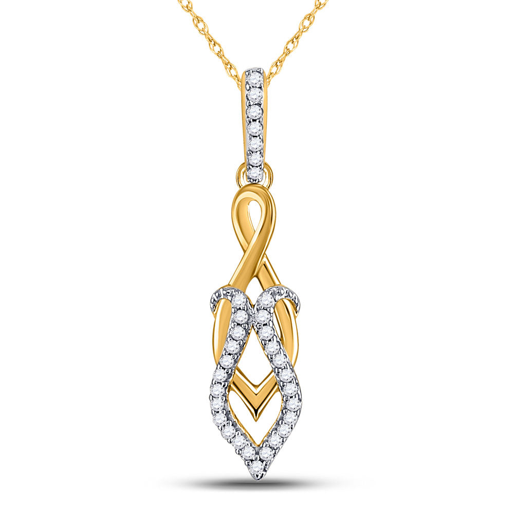 10kt Yellow Gold Womens Round Diamond Spade Fashion Pendant 1/10 Cttw