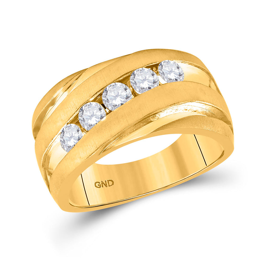 10kt Yellow Gold Mens Round Diamond Wedding Anniversary Band Ring 1 Cttw