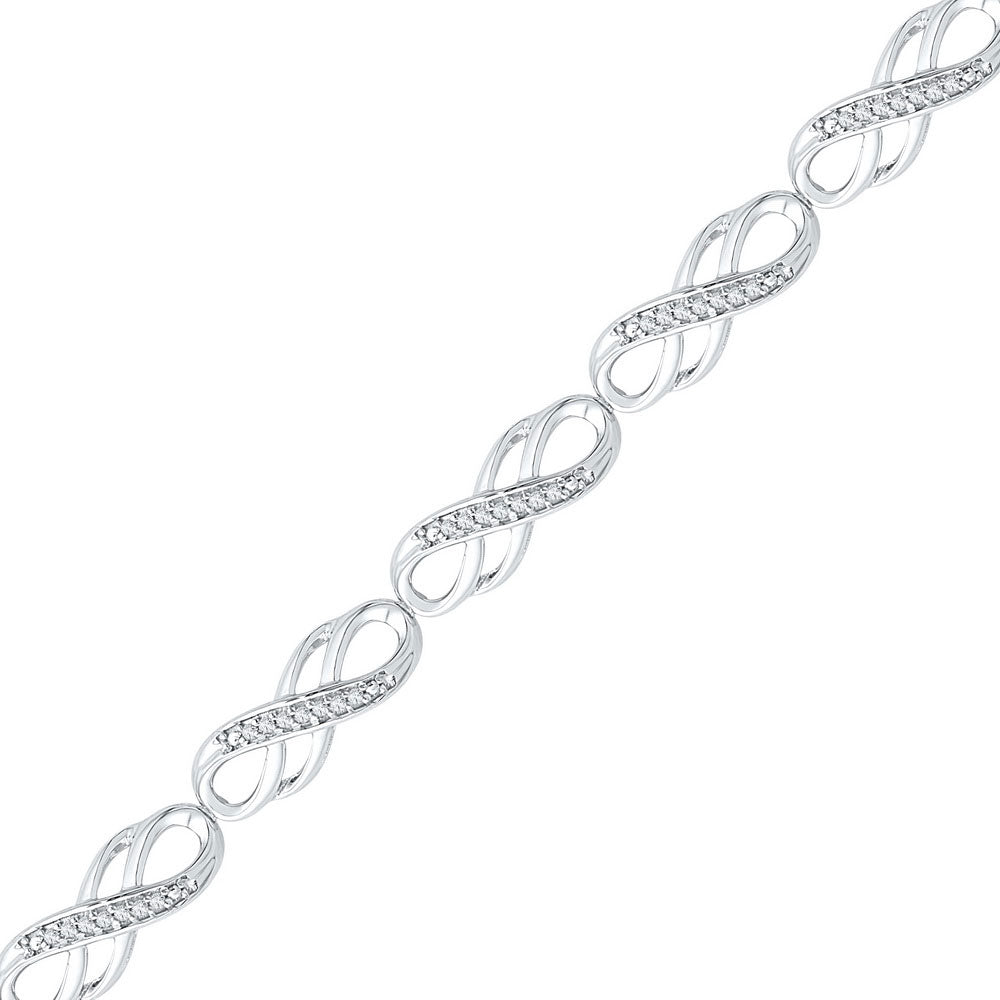 10kt White Gold Womens Round Diamond Infinity Bracelet 1/4 Cttw