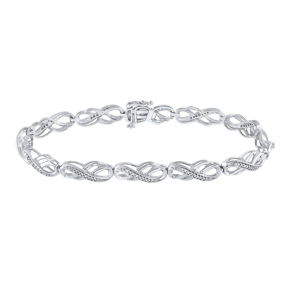 10kt White Gold Womens Round Diamond Infinity Bracelet 1/4 Cttw