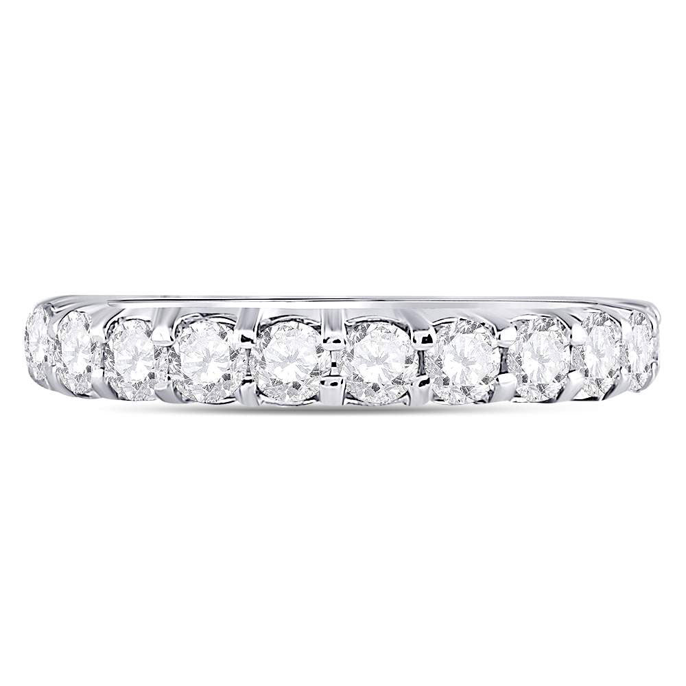 14kt White Gold Womens Machine Set Round Diamond Wedding Band 1 Cttw