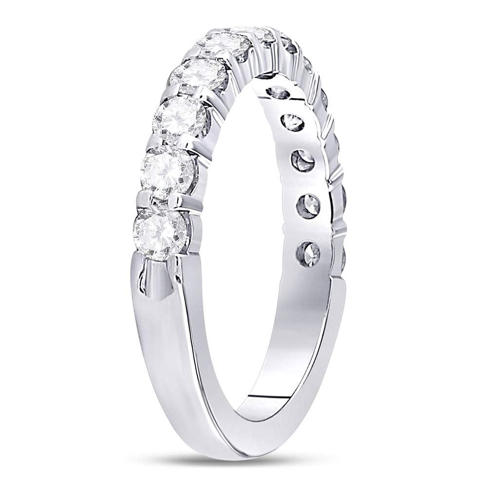 14kt White Gold Womens Machine Set Round Diamond Wedding Band 1 Cttw