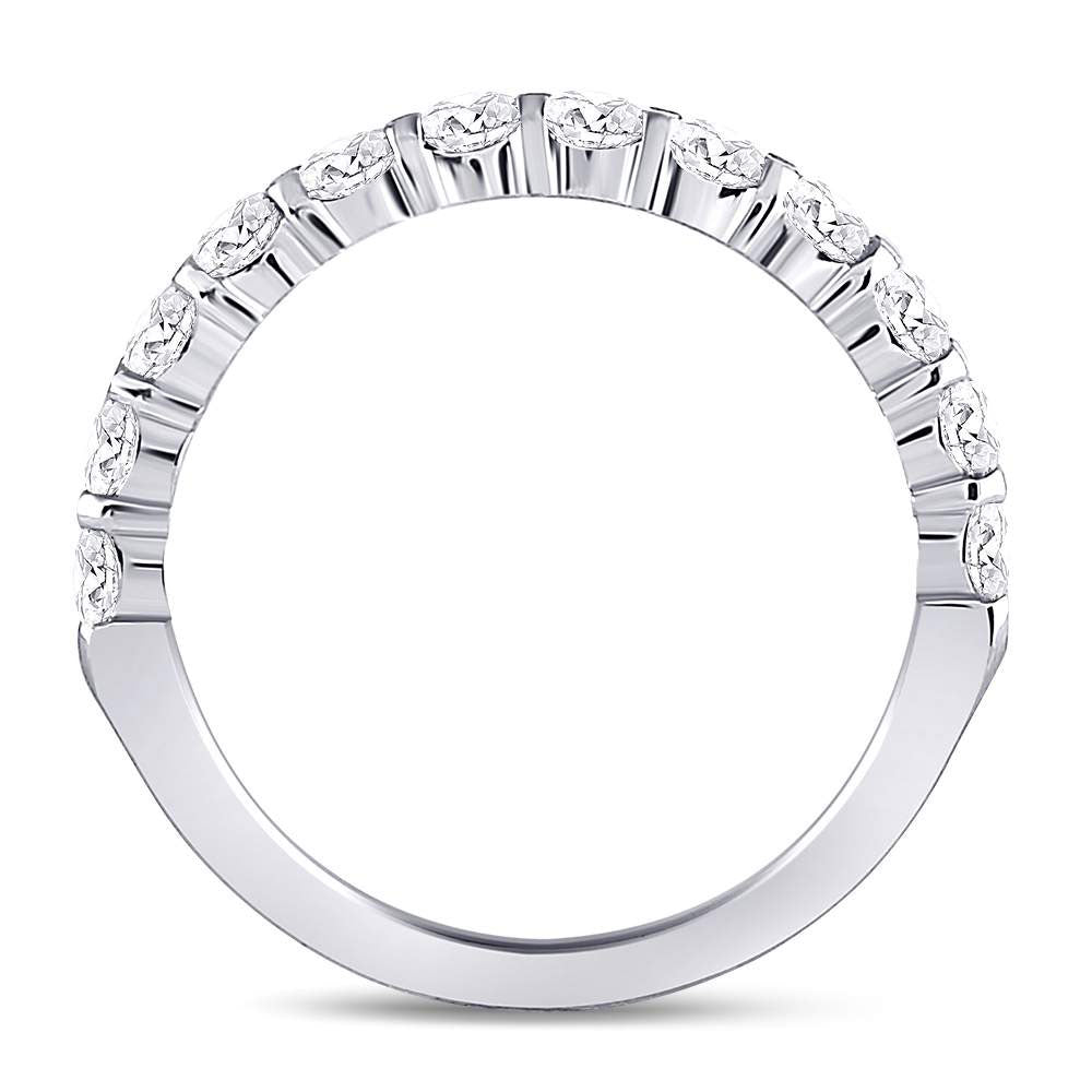 14kt White Gold Womens Machine Set Round Diamond Wedding Band 1 Cttw